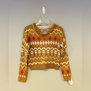Girls size L(14) NWT Colorful Planet pullover sweater color tan, white and pink